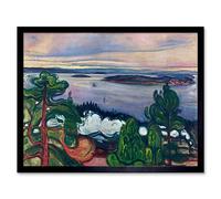 Wee Blue Coo Painting Landscape Painting Edvard Munch Train Smoke Art Print Framed Poster Wall Decor 12X16 Inch