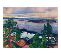 Wee Blue Coo Painting Landscape Painting Edvard Munch Train Smoke Art Print Poster Wall Decor 12X16 Inch