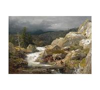 Wee Blue Coo Painting Landscape Rural Achenbach Mountain Mill Wall Art Print