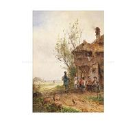 Wee Blue Coo Painting Landscape Rural Doll Rest At The Tavern Wall Art Print