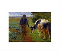 Wee Blue Coo PAINTING LANDSCAPE RURAL STUDY LIEBERMANN FARMER COW FRAMED ART PRINT B12X3958