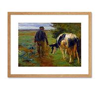 Wee Blue Coo Painting Landscape Rural Study Liebermann Farmer Cow Framed Wall Art Print