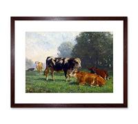 Wee Blue Coo Painting Landscape Rural Study Voltz Cows Pasture Framed Wall Art Print