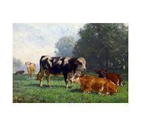 Wee Blue Coo Painting Landscape Rural Study Voltz Cows Pasture Wall Art Print