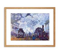 Wee Blue Coo PAINTING MONET ST LAZARE STATION TRAIN ARRIVING FRAME PICTURE ART PRINT F97X9043