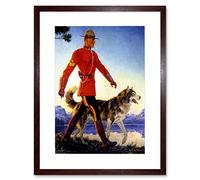 Wee Blue Coo Painting Mounted Police Mounty Mountie Wolf Husky Canada Framed Wall Art Print