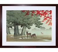 Wee Blue Coo Painting Nature Japan Tree Deer Japan Kawase Hasui Framed Wall Art Print