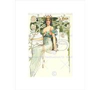 Wee Blue Coo PAINTING NOUVEAU POSTCARD LA ROSE WOMAN FLOWER FRAMED ART PRINT MOUNT B12X12469