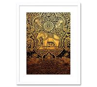 Wee Blue Coo Painting Ornate Abstract Thailand Elephant Framed Wall Art Print