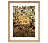 Wee Blue Coo PAINTING ORNATE EASTERN INDIAN ELEPHANT PATTERN FRAMED PRINT F12X4759