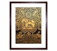 Wee Blue Coo PAINTING ORNATE EASTERN INDIAN ELEPHANT PATTERN FRAMED PRINT F97X4759