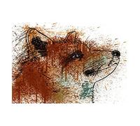 Wee Blue Coo Painting Paint Splash Fox Face Head Outline Wall Art Print