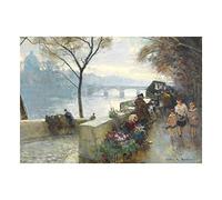 Wee Blue Coo Painting Pariser Quai Mit Pont Des Herve Paris Bridge Wall Art Print