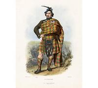 Wee Blue Coo Painting Portrait Highland Clan Scotland Tartan Buchanan Art Print Poster Wall Decor 12X16 Inch