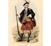 Wee Blue Coo Painting Portrait Highland Clan Scotland Tartan Cameron Art Print Poster Wall Decor 12X16 Inch