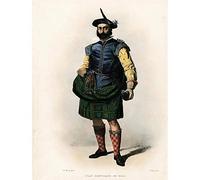 Wee Blue Coo Painting Portrait Highland Clan Scotland Tartan Donchadh Duncan Mar Art Print Poster Wall Decor 12X16 Inch