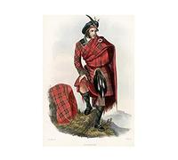 Wee Blue Coo PAINTING PORTRAIT HIGHLAND CLAN SCOTLAND TARTAN DRUMMOND FRAMED PRINT B12X12496