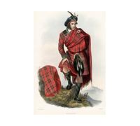 Wee Blue Coo Painting Portrait Highland Clan Scotland Tartan Drummond Wall Art Print
