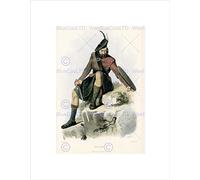 Wee Blue Coo PAINTING PORTRAIT HIGHLAND CLAN SCOTLAND TARTAN MACKAY FRAMED PRINT B12X12514
