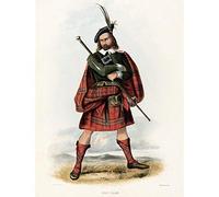 Wee Blue Coo Painting Portrait Highland Clan Scotland Tartan Maclean Art Print Poster Wall Decor 12X16 Inch