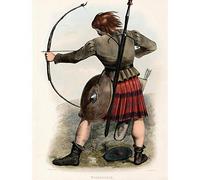 Wee Blue Coo Painting Portrait Highland Clan Scotland Tartan Macquarrie Art Print Poster Wall Decor 12X16 Inch