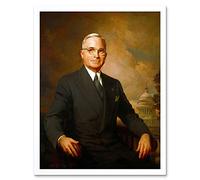 Wee Blue Coo Painting Portrait Kempton President Harry Truman Art Print Framed Poster Wall Decor 12X16 Inch