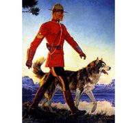Wee Blue Coo Painting Portrait Mounted Police Mounty Mountie Wolf Husky Canada Art Print Poster Wall Decor 12X16 Inch