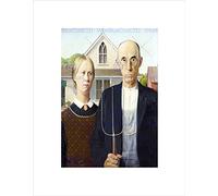 Wee Blue Coo PAINTING PORTRAIT STUDY WOOD AMERICAN GOTHIC BLACK FRAMED ART PRINT B12X3687
