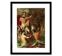 Wee Blue Coo Painting Poseidon Neptune Trident Ocean Mermaids Picture Framed Wall Art Print