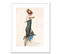 Wee Blue Coo Painting Postcard Lady Dress Woman Drawing Penot Framed Wall Art Print