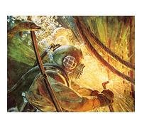 Wee Blue Coo Painting Pulp Fiction Under Water Welder Sea Scuba Diver Art Print Poster Wall Decor 12X16 Inch