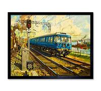 Wee Blue Coo Painting Railway Engine Train Glasgow Helensborough Line UK Art Print Framed Poster Wall Decor 12X16 Inch