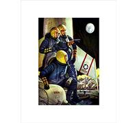 Wee Blue Coo PAINTING SCIENCE FICTION ROCKET SHIP ASTRONAUT MOON FRAMED ART PRINT B12X12217