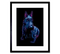 Wee Blue Coo Painting Scottish Terrier Scottie Dog Cute Puppy Framed Wall Art Print
