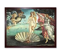 Wall Art Print Old Master Art The Birth of Venus Botticelli Painting Sea Shell Goddess Love Beauty Symbol Art Framed Artery8 Brown W12 inch x H16 inch