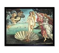 Wall Art Print Old Master Art The Birth of Venus Botticelli Painting Sea Shell Goddess Love Beauty Symbol Art Framed Artery8 Black W12 inch x H16 inch