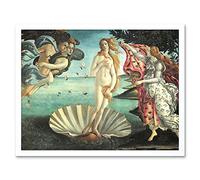 Wall Art Print Old Master Art The Birth of Venus Botticelli Painting Sea Shell Goddess Love Beauty Symbol Art Framed Artery8 White W12 inch x H16 inch