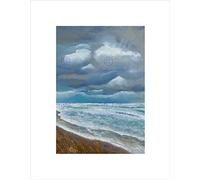 Wee Blue Coo PAINTING SEASCAPE BEACH STORMY SKY CLOUDS WAVES ROLLING FRAMED PRINT B12X13633