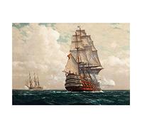 Wee Blue Coo Painting Seascape Naval Diemer Ship At Sea Wall Art Print