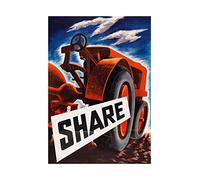 Wee Blue Coo Painting Share Tractor Rural Farm Work Wall Art Print