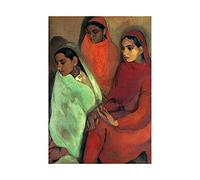 Wee Blue Coo Painting Sher-gil Group Of Three Girls 12x16 Wall Art Print