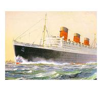 Wee Blue Coo Painting Ship Sail Boat Rms Queen Mary Art Print Poster Wall Decor 12X16 Inch