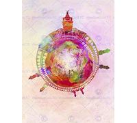 Wee Blue Coo Painting Small World Abstract Skyline Mecca Saudi Arabia Wall Art Print