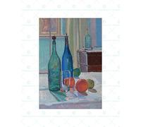 Wee Blue Coo Painting Spencer Frederick Gore Blue Green Bottles Oranges Wall Art Print