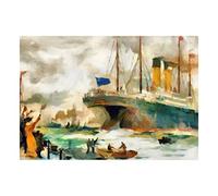 Wee Blue Coo Painting SS Cedric Liverpool Ocean Liner Ship Watercolour Wall Art Print
