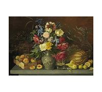 Wee Blue Coo Painting Still Life Khrutsky Flowers Fruits Wall Art Print
