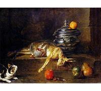Wee Blue Coo Painting Still Life With Cat Chardin Silver Tureen Wall Art Print