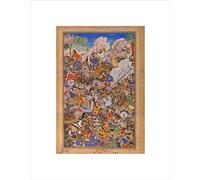 Wee Blue Coo PAINTING THE BATTLE SCENE FORT BUNDI RAJASTHAN BLACK FRAMED ART PRINT B12X7515