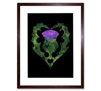 Wee Blue Coo Painting Thistle Scottish Scotland Flower Abstract Framed Wall Art Print