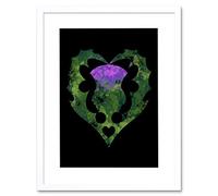 Wee Blue Coo Painting Thistle Scottish Scotland Flower Abstract Framed Wall Art Print